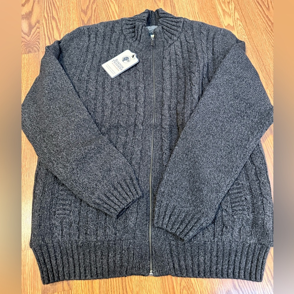 Boston Traders Charcoal Zip-Up Sweater